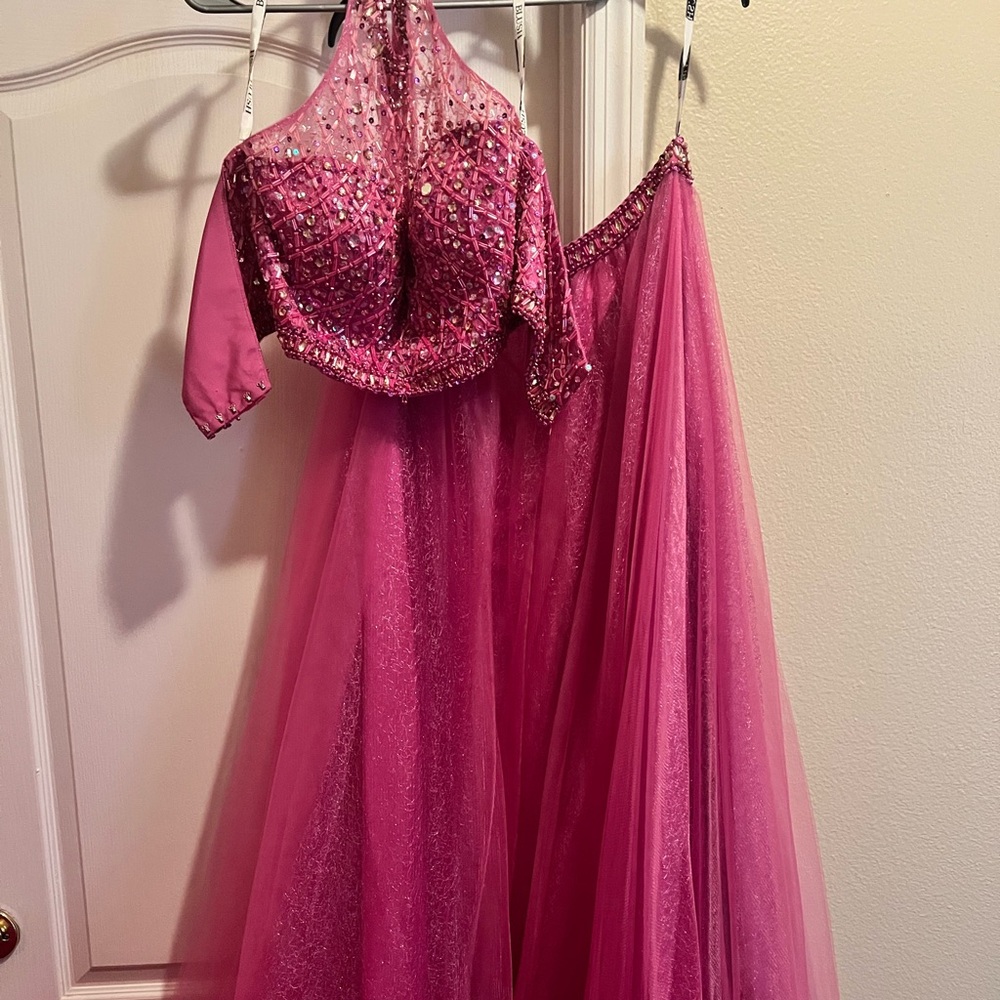 Blush Sparkling Fuchsia prom dress